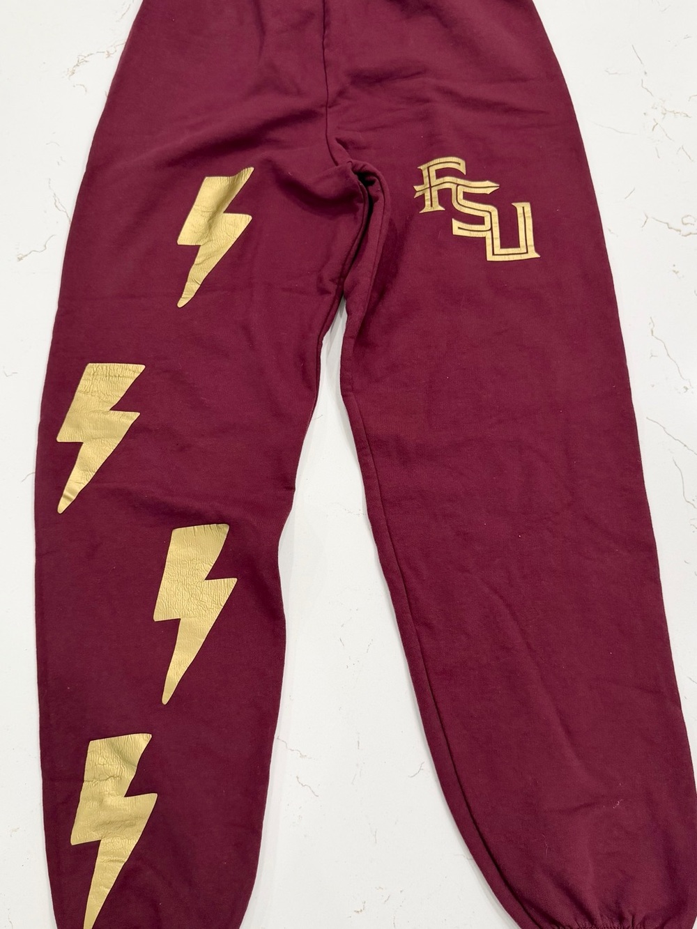 Vintage 90s Y2K FSU Florida State Jerzees Sweatpants Gold Lightning Bolt Noles